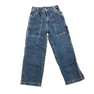 Vtg fubu 90s carpenter baggy cargo style denim jeans size 16 28” across